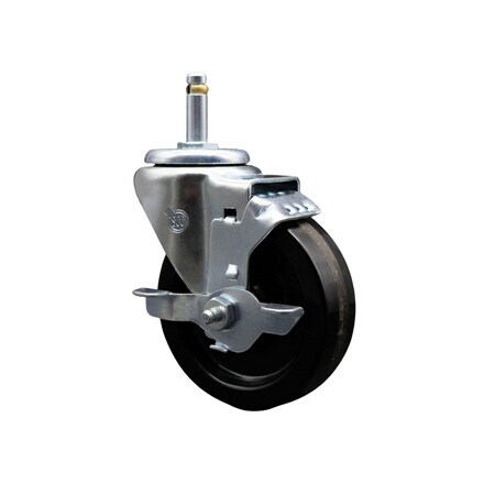Service Caster 4'' Phenolic Wheel Swivel 7/16'' Grip Ring Stem Caster with Brake SCC-GR20S414-PHS-TLB-716138